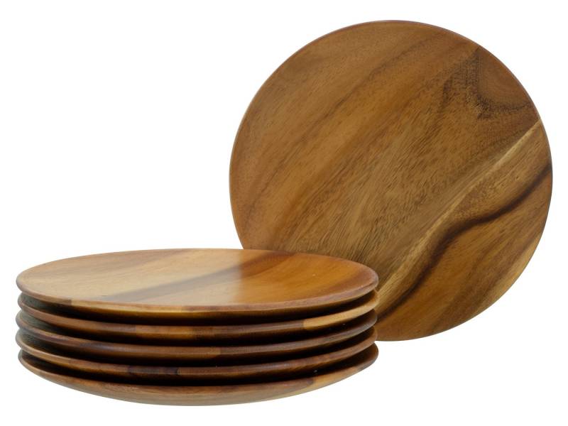 CreaTable Teller Nature Collection Akazienholz Teller 6-tlg, (6 St) von CreaTable