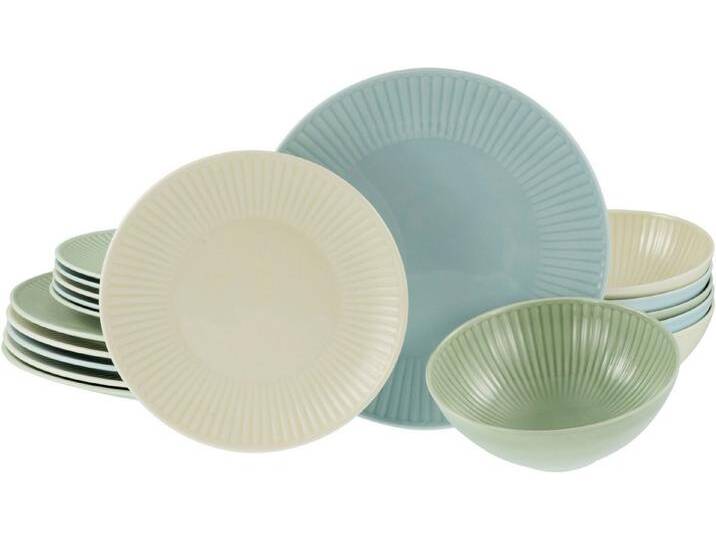 CreaTable Teller-Set Valencia Pastell, Tellerset 18-tlg (18-tlg), 6 Personen, Porzellan, Elegant, Boho Chic, bunt von CreaTable