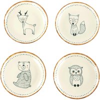 CreaTable Tellerset Freunde des Waldes braun Steinzeug D: ca. 21 cm von CreaTable