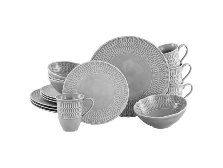 Creatable KOMBISERVICE Sofia, Hellgrau, Keramik, 16-teilig, 300 ml,17 ml, stapelbar, Essen & Trinken, Geschirr, Geschirr-Sets, Kombiservice von CreaTable
