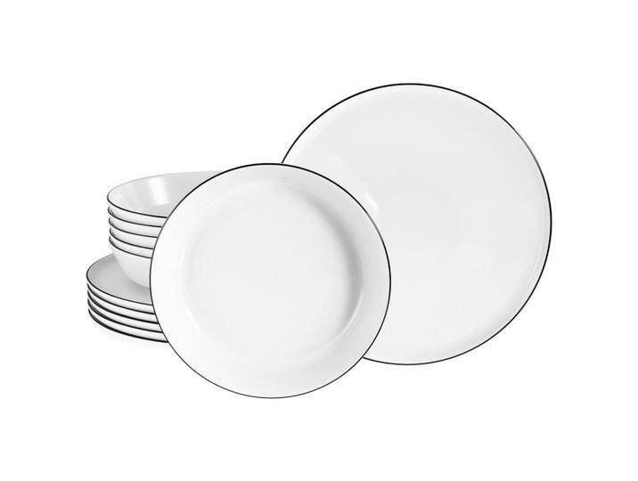 Creatable TAFELSERVICE Chef Collection Black Line, Schwarz, Weiß, Keramik, 12-teilig, lebensmittelecht, stapelbar, Essen & Trinken, Geschirr, von CreaTable