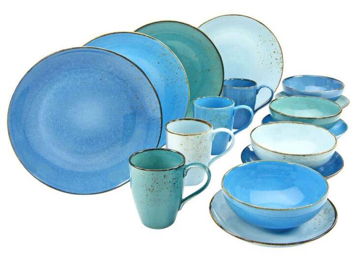 Kombiservice NATURE COLLECTION AQUA 16-teilig blau von CreaTable