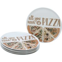 Pizzateller Set ALL YOU NEED, 6-teiliges Geschirrset, Pizzateller aus Porzellan von CreaTable