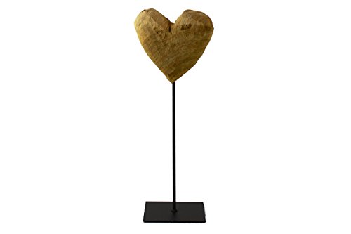 CreaTina Herz aus rustikalem Holz auf einem Metallfuss, 40 cm hoch von CreaTina