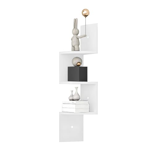 Creacloud Eckregal für die Wand, 20 x 20 cm, Eck-Organizer für Schlafzimmer, Badezimmer, Wohnzimmer mit 6 kg Tragkraft, schnelle Montage, moderne Eckablage (weiß, 3 Ebenen) von Creacloud