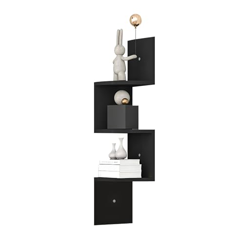 Creacloud Eckregal für die Wand, 20 x 20 cm, Eck-Organizer für Schlafzimmer, Badezimmer, Wohnzimmer mit 6 kg Tragkraft, schnelle Montage, modernes Eckregal (Schwarz, 3 Ebenen) von Creacloud