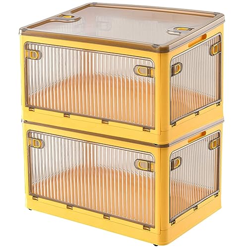 Creahaus 2Pack Aufbewahrungsboxen mit Deckel, 28L Faltbare Kisten Aufbewahrung mit Rollen, zusammenklappbare Aufbewahrungsbox mit fünf Türen, Spielzeug Organizer Container von Creahaus