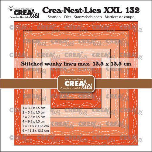 Creadies Crea-nest-dies XXL-Quadrate m. 2 mäandernden Nähten CLNestXXL132 13,5x13,5cm von Crealies