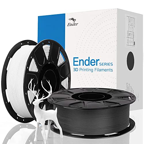 Creality Offizielles 3D Drucker Filament, Ender PLA Filament 1,75 mm, kein Verheddern, starke Bindung und Überhangleistung, Maßgenauigkeit +/- 0,02 mm, 1 kg/Spule x 2, Weiß und Schwarz - 2kg von Creality