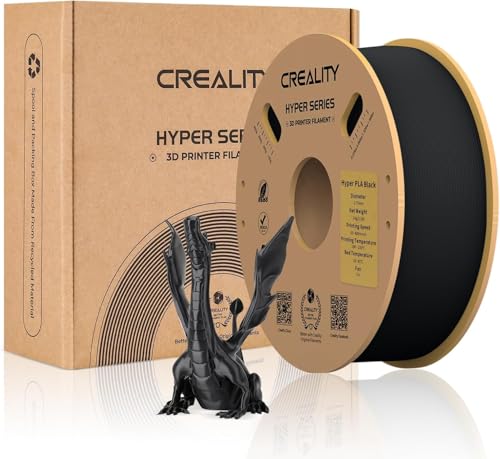 Creality Offizielles PLA-Filament Hyper Series PLA Super Druckgeschwindigkeit 30–600 mm/s 1,75 mm 1 kg Spule, 3D-Druck-Filament für 3D-Drucker, Schwarz von Creality