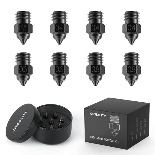 Creality Offizielle High-End Gehärtetem Stahl Düsen 8PCS, hohe Temperaturbeständigkeit und Verschleißfestigkeit kompatibel mit Ender 3/Ender 3 V2/Ender 3 Pro/Ender 3 Max/Ender 5 Serie/CR 10 Serie（MK8) von Creality