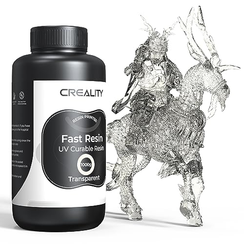 Creality 3D Drucker Resin, UV 405nm Fast Photopolymer Resin, mit mit Hoher Genauigkeit und Schneller Aushärtung und Hervorragender Fließfähigkeit für den LCD DLP 3D Printer (Transparent, 1000g) von Creality