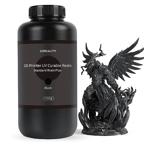 Creality 3D-Drucker Resin, UV 405nm Standard Photopolymer Resin mit hoher Genauigkeit, Geruchsarm, Schnelle Aushärtung, Hervorragender Fließfähigkeit für LCD 3D Drucker (Schwarz, 1000g) von Creality