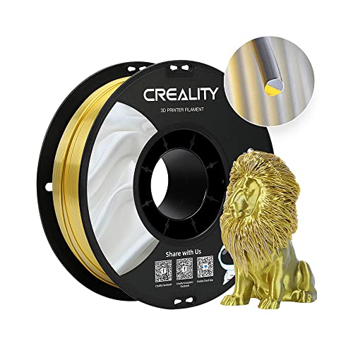 Creality CR Silk 3D-Drucker-Filament, Seidenglänzende 3D-Druck-PLA-Filament 1,75 mm/1 kg, Kompatibel mit den Meisten FDM-Druckern, Golden-Silber von Creality