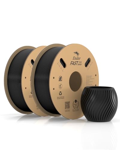 Creality Ender Fast PLA Filament 1.75mm, 3D Drucker Filament High Speed bis zu 300mm/s, recycelbare Pappspule, Fit die meisten FDM 3D Drucker bis 1kg*2 (2.2lb*2) Schwarz + Schwarz von Creality