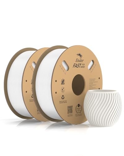 Creality Ender Fast PLA Filament 1.75mm, 3D Drucker Filament High Speed bis zu 300mm/s, recycelbare Pappspule, Fit die meisten FDM 3D Drucker bis 1kg*2 (2.2lb*2) Weiß + Weiß von Creality