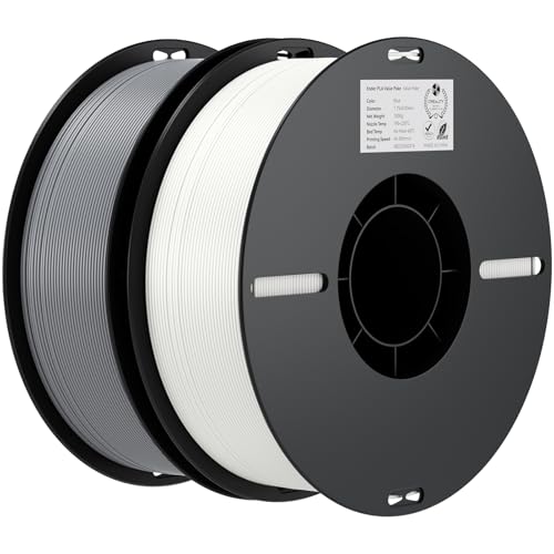 Creality Ender PLA Filament 1,75mm 2 Packs für 3D-Drucker, 2 x 1kg Spule 3D Druck Filament, Maßgenauigkeit +/- 0,03mm, passend für die meisten FDM 3D Drucker, Weiß & Grau von Creality