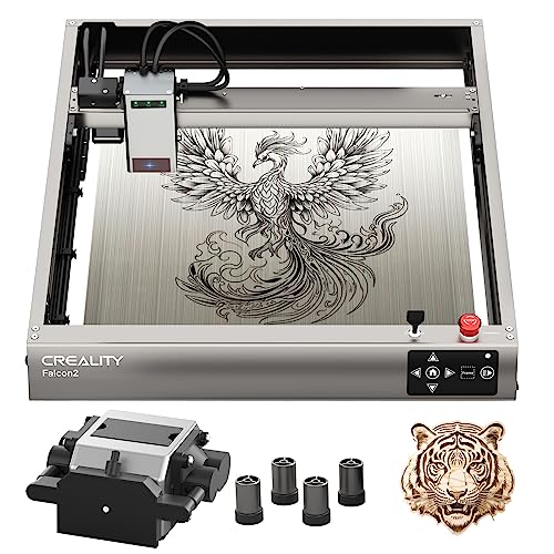 Creality Falcon 2 Laser Graviermaschine, 22W Ausgangsleistung lasergravur maschine mit Air Assist 25000mm/min, Laser Cutter für Metall, Glas, Acryl, 400x415mm von Creality