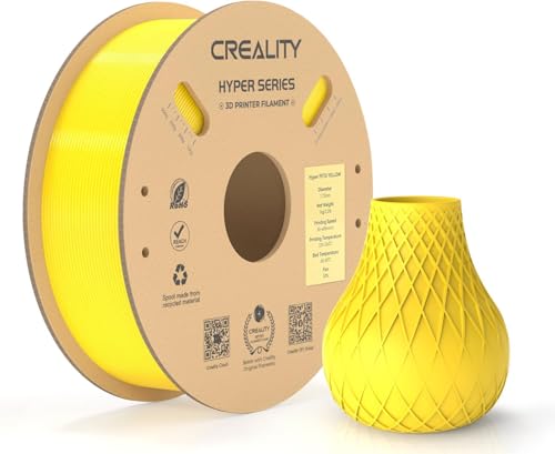 Creality Hyper PETG Filament 1.75 mm, Hochgeschwindigkeits PETG 30–600 mm/s 3D Drucker Filament PETG, Maßgenauigkeit ± 0.03 mm, Passend für die Meisten 3D-Drucker, 1 KG (2.2 lbs) Spule (Gelb) von Creality