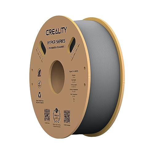 Creality Hyper PLA Filament 1.75 mm, Offizielles schwarz Filament PLA für 3D Drucker, für Hochgeschwindigkeitsdruck, langlebig und beständig, Maßgenauigkeit +/-0.03 mm, 1 kg, Grau von Creality