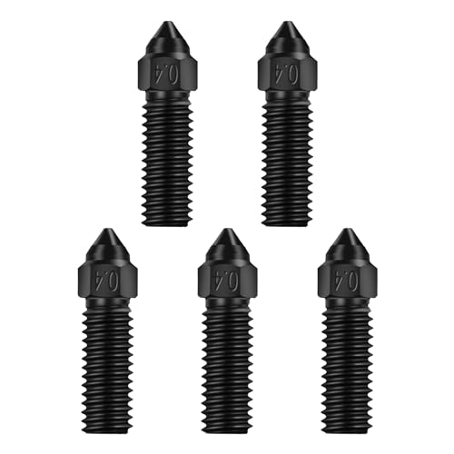 Creality K1 Düsen Set Offizielles 5 Stück 3D Drucker Düsen aus gehärtetem Stahl 0,4 mm Hochgeschwindigkeitsdruck und Extruderdüsen mit hohem Durchfluss für Creality K1 Max CR-M4 CR-10 SE Ender 3 V3 KE von Creality