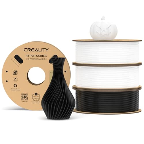 Creality Official Hyper PLA Filament Weiß+Weiß+Schwarz+Schwarz 4Kg, 3D Drucker Filament für Hochgeschwindigkeitsdruck, Haltbar, Überhang Performance Maßgenauigkeit +/-0.03mm, 4 Rollen von Creality