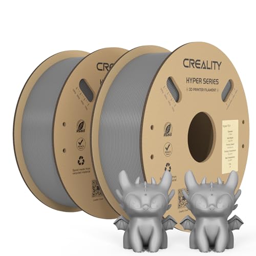 Creality Official Hyper PLA Filament Grau 2KG, 3D Drucker Filament für Hochgeschwindigkeitsdruck, langlebig und widerstandsfähig, glatt, Überhang Leistung Maßgenauigkeit +/-0.03mm, 2 Rollen von Creality