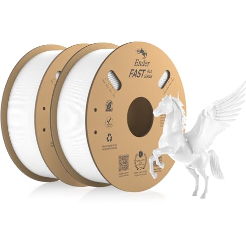 Creality Fast PLA Filament, Weiß Filament 1.75mm Fast PLA 2KG, 3D Drucker Filament PLA Maßgenauigkeit +/- 0.03 mm, 3D Druck Materialien für die Meisten 3D Drucker, 2 Rollen von Creality