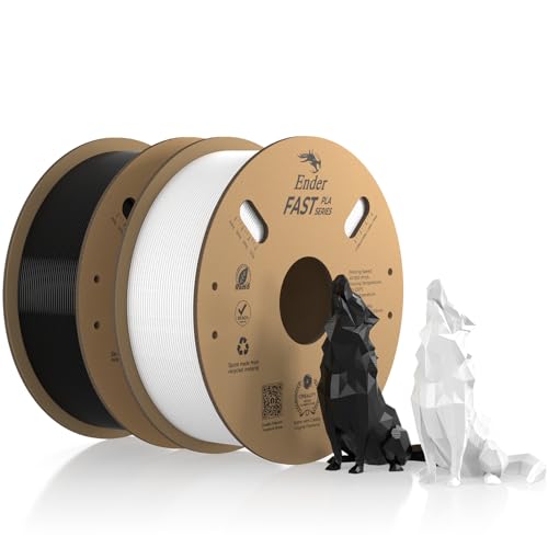 Creality Fast PLA Filament, Weiß + Schwarz Filament 1.75mm Fast PLA 2KG, 3D Drucker Filament PLA Maßgenauigkeit +/- 0.03 mm, 3D Druck Materialien für die Meisten 3D Drucker, 2 Rollen Creality Fast PLA Filament, Weiß + Schwarz Filament 1.75mm Fast PLA 2KG, 3D Drucker Filament PLA Maßgenauigkeit +/- 0.03 mm, 3D Druck Materialien für die Meisten 3D Drucker, 2 Rollen von Creality