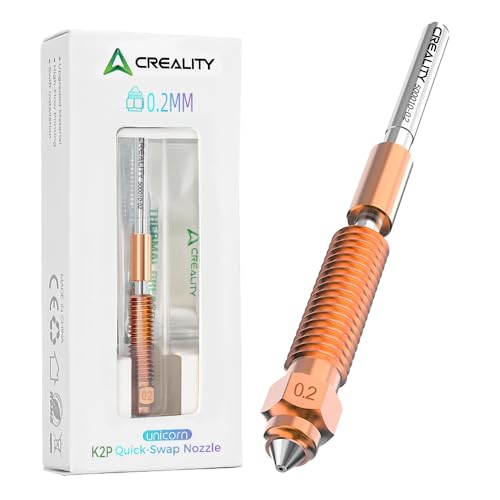 Creality K2 Plus/Creality Hi Combo Düsen Kit, Original Unicorn Quick-Swap Zubehör für 3D-Drucker mit Titanium Legierung Hals, Kupfer Legierung und gehärtetem Stahl für 3D Drucker（0,2mm） von Creality