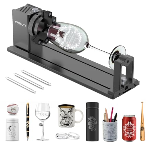 Creality Offizielles Rotary Kit Pro, Laser Rotary Roller 3 in 1 Multifunktions Gravur Zubehör für Lasergravur, Backenfutter Rotary zum Gravieren zylindrischer Objekte, Weinglas, Baseballschläger, Ring von Creality