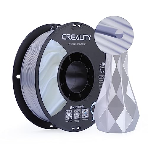 Creality CR Silk 3D-Drucker-Filament, Seidenglänzende 3D-Druck-PLA-Filament 1,75 mm/1 kg, Kompatibel mit den Meisten FDM-Druckern, Silber von Creality
