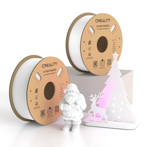 Creality offizielles 3D Drucker Filament, Hyper PLA High Speed Filament, 1.75mm 3D Druck Filament für Hochgeschwindigkeitsdruck, Maßgenauigkeit +/-0.02mm, 2kg(1kg/Spule*2) - Weiß + Weiß von Creality
