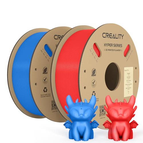 Creality Official Hyper PLA Filament Rot+Blau 2KG, 3D Drucker Filament für Hochgeschwindigkeitsdruck, langlebig und widerstandsfähig, glatt, Überhang Leistung Maßgenauigkeit +/-0.03mm, 2 Rollen von Creality