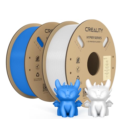 Creality Official Hyper PLA Filament Weiß+Blau 2KG, 3D Drucker Filament für Hochgeschwindigkeitsdruck, langlebig und widerstandsfähig, glatt, Überhang Leistung Maßgenauigkeit +/-0.03mm, 2 Rollen von Creality