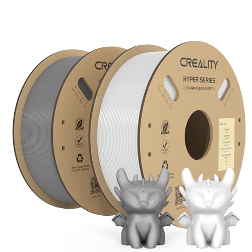 Creality Official Hyper PLA Filament Weiß+Grau 2KG, 3D Drucker Filament für Hochgeschwindigkeitsdruck, langlebig und widerstandsfähig, glatt, Überhang Leistung Maßgenauigkeit +/-0.03mm, 2 Rollen Creality Official Hyper PLA Filament Weiß+Grau 2KG, 3D Drucker Filament für Hochgeschwindigkeitsdruck, langlebig und widerstandsfähig, glatt, Überhang Leistung Maßgenauigkeit +/-0.03mm, 2 Rollen von Creality