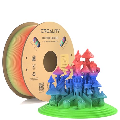 Creality Official Hyper PLA Filament Regenbogen-S 1KG, 3D Drucker Filament für Hochgeschwindigkeitsdruck, langlebig und widerstandsfähig, glatt, Überhang Leistung Maßgenauigkeit +/-0.03mm von Creality