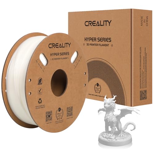 Offizielles Hyper ABS Filament, Creality 3D Drucker Filament 1.75mm für Hochgeschwindigkeitsdruck, Hitzebeständig, Stark & Langlebig, Maßgenauigkeit +/- 0.03mm, 1kg /Spool (Weiß) von Creality