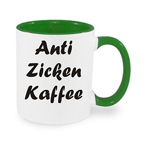 Anti Zicken Kaffee - Kaffeetasse mit Motiv, Tasse mit Druck, auch individuell mit Spruch, Foto, Wunschtext, Wunschname (Grün) von Crealuxe