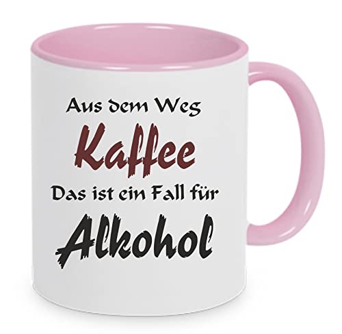 Aus dem Weg Kaffee - Alkohol - Kaffeetasse mit Motiv, Tasse mit Druck, auch individuell mit Spruch, Foto, Wunschtext, Wunschname (Rosa) von Crealuxe