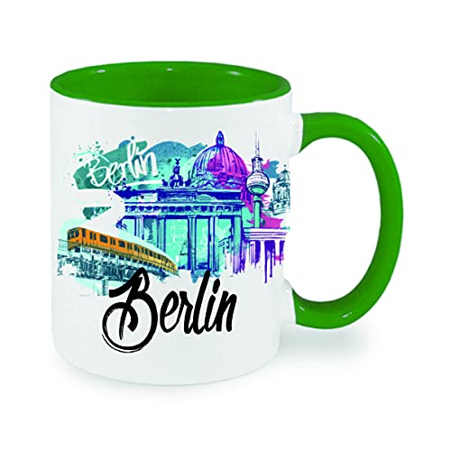 Berlin Kaffeetasse mit Motiv, Tasse mit Druck, auch individuell mit Spruch, Foto, Wunschtext, Wunschname (Grün) von Crealuxe