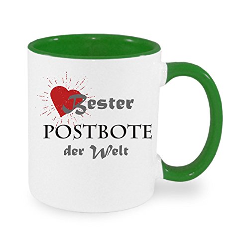 Bester Postbote der Welt - Kaffeetasse mit Motiv, Tasse mit Druck, auch individuell mit Spruch, Foto, Wunschtext, Wunschname (Grün) von Crealuxe