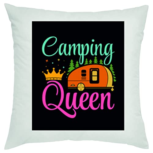 Camping Queen 1" Herz - Zierkissen, Sofakissen, bedrucktes Kissen, Baumwollkissen von Crealuxe