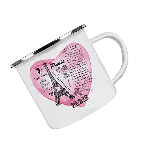 Crealuxe Emaille Tasse Paris - Kaffeetasse mit Motiv, Campingtasse, bedruckte Emailletasse mit Wunschtext von Crealuxe