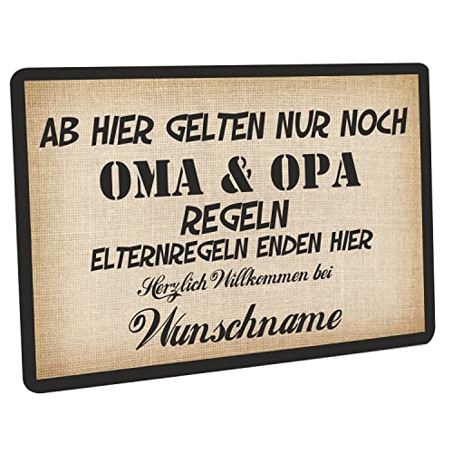 Fußmatte personalisiert - robuste, rutschfeste Fussmatte für Außen & Innen - waschbare Schmutzfangmatte - Fußabtreter Türmatte für aussen & an der Haustür - 60x40cm - Ab hier gelten Oma & Opa Regeln Fußmatte personalisiert - robuste, rutschfeste Fussmatte für Außen & Innen - waschbare Schmutzfangmatte - Fußabtreter Türmatte für aussen & an der Haustür - 60x40cm - Ab hier gelten Oma & Opa Regeln von Crealuxe