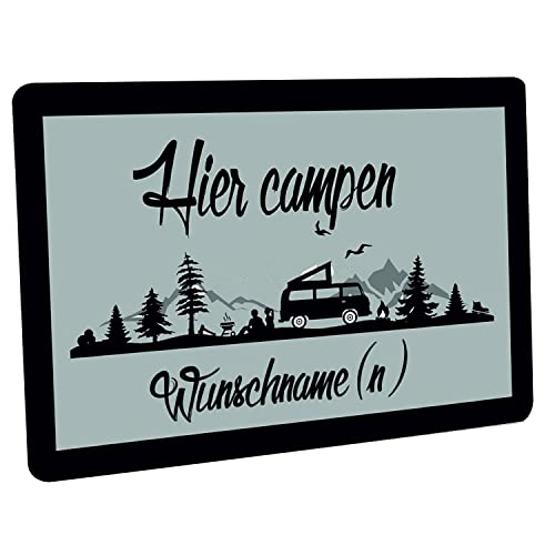 Crealuxe Fußmatte personalisiert - robuste, rutschfeste Fussmatte für Außen & Innen - waschbare Schmutzfangmatte - Fußabtreter Türmatte für aussen & an der Haustür - 60x40cm - Hier Campen mit Name Crealuxe Fußmatte personalisiert - robuste, rutschfeste Fussmatte für Außen & Innen - waschbare Schmutzfangmatte - Fußabtreter Türmatte für aussen & an der Haustür - 60x40cm - Hier Campen mit Name von Crealuxe