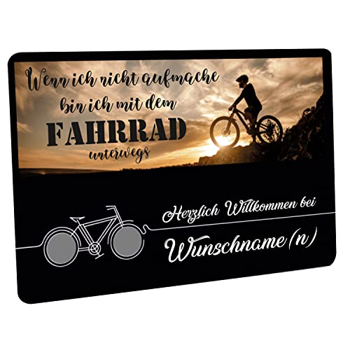 Crealuxe Fussmatte mit Wunschtext/Wunschname Wenn ich Nicht aufmache/Fahrrad - 60x40 cm - Gummi Rückseite/rutschfest - Filzoberfläche - Bedruckte Türmatte - Innenmatte - von Crealuxe