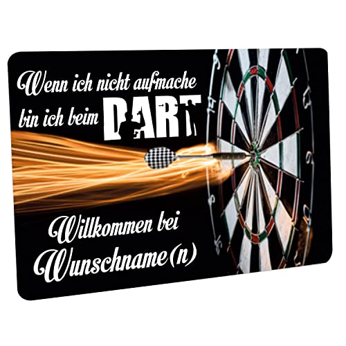 Crealuxe Fussmatte mit Wunschtext/Wunschname 'Wenn ich Nicht aufmache - Dart - 60x40 cm - Gummi Rückseite/rutschfest - Filzoberfläche - Bedruckte Türmatte - Innenmatte - von Crealuxe