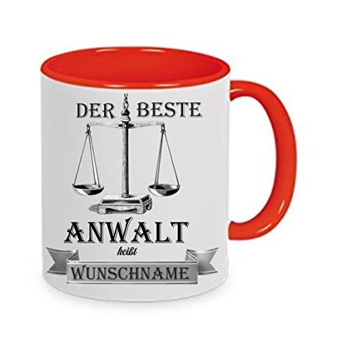 CreaLuxe Kaffeetasse - Der Beste Anwalt heißt (Wunschname) - Spruchtasse, Bürotasse, bedruckte Keramiktasse, Tasse mit Spruch, Hochwertige Kaffeetasse, Tasse personalisiert (Rot) von Crealuxe
