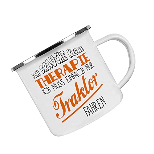 Crealuxe Emaille Tasse Ich brauche keine Therapie ich muss einfach nur Traktor fahren - Kaffeetasse mit Motiv, Campingtasse, bedruckte Emailletasse mit Wunschtext Crealuxe Emaille Tasse Ich brauche keine Therapie ich muss einfach nur Traktor fahren - Kaffeetasse mit Motiv, Campingtasse, bedruckte Emailletasse mit Wunschtext von Crealuxe